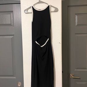 WORN ONCE Black and White Ribbed Midi Dress